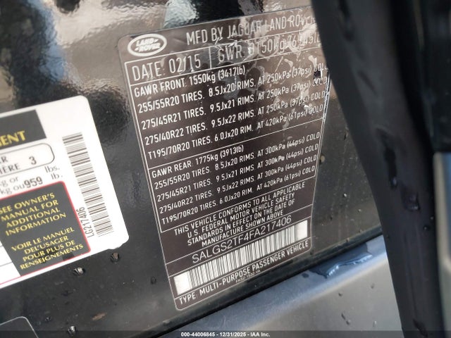 2015 LAND ROVER RANGE ROVER SALGS2TF4FA217406 Photo 8