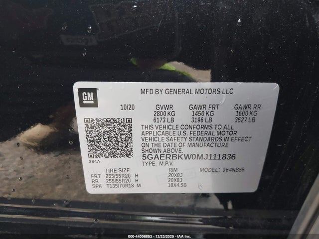 Aukcja sprzedaży 2021 Buick Enclave Fwd Essence, vin: 5GAERBKW0MJ111836, numer aukcji: 44006853
