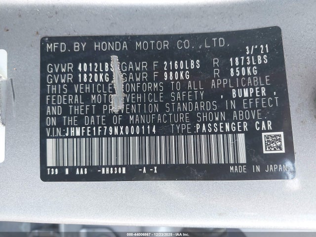 JHMFE1F79NX000114 Honda CIVIC EX