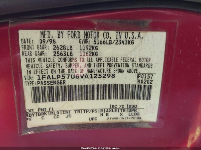 1997 FORD TAURUS 1FALP57U8VA125298 Photo 8