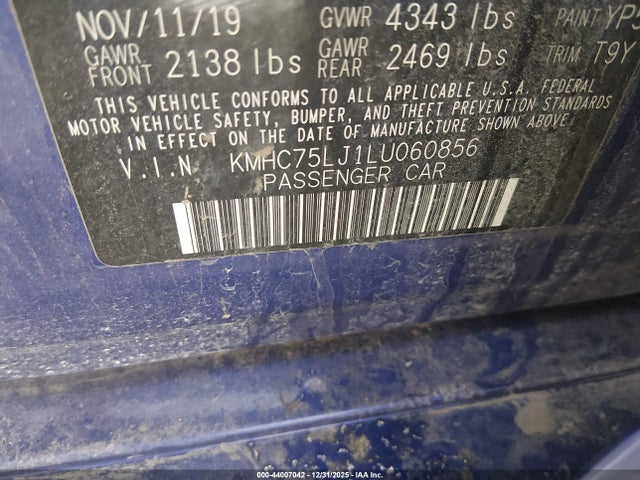 KMHC75LJ1LU060856 Hyundai Ioniq Electric Se