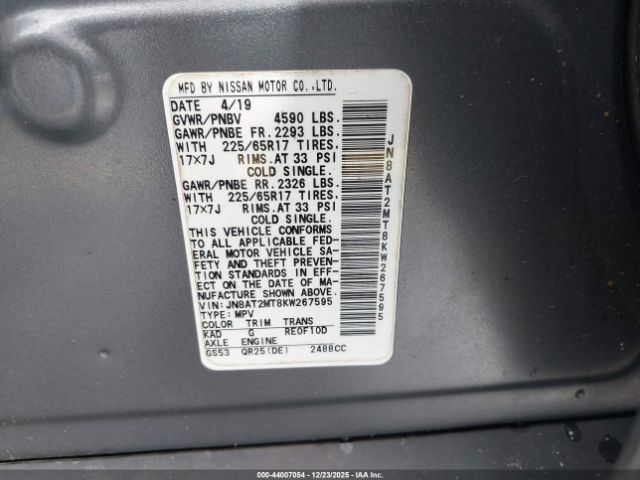 2019 NISSAN ROGUE JN8AT2MT8KW267595 Photo 8