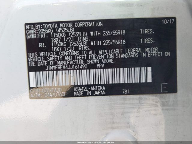 2018 TOYOTA RAV4 JTMYFREV4JJ161490 Photo 8