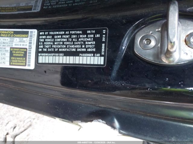 2015 VOLKSWAGEN EOS WVWBW8AH3FV001553 Photo 8