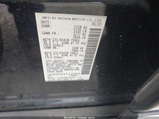 2020 NISSAN MURANO 5N1AZ2AJ1LN152501 Photo 8