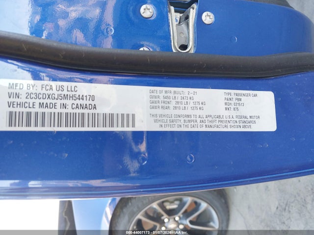 Продажа на аукционе авто 2021 Dodge Charger Scat Pack Rwd, vin: 2C3CDXGJ5MH544170, номер лота: 44007173