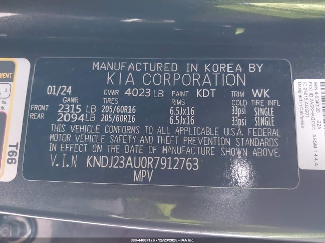 KNDJ23AU0R7912763 KIA SOUL LX