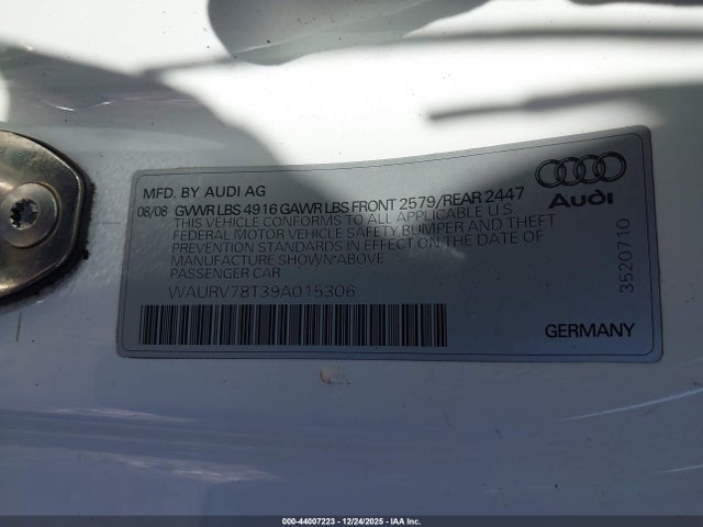 2009 AUDI S5 WAURV78T39A015306 Photo 8
