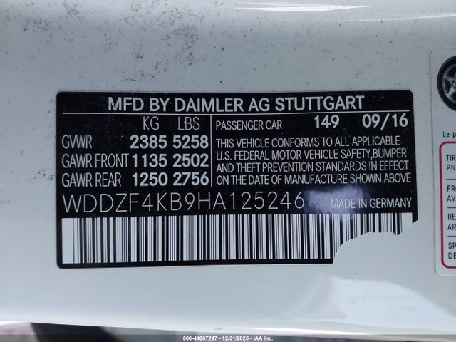 Продаж на аукціоні авто 2017 Mercedes-benz E 300 4matic, vin: WDDZF4KB9HA125246, номер лоту: 44007247