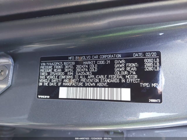 2020 VOLVO XC90 YV4A22PK7L1607039 Photo 8