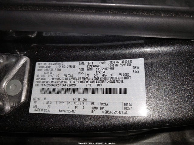 2015 FORD ESCAPE 1FMCU9GX5FUA92020 Photo 8