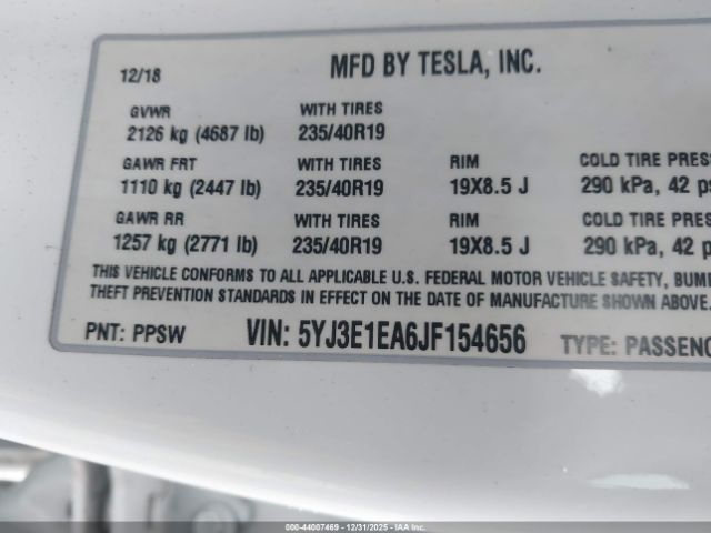 2018 TESLA MODEL 3 5YJ3E1EA6JF154656 Photo 8