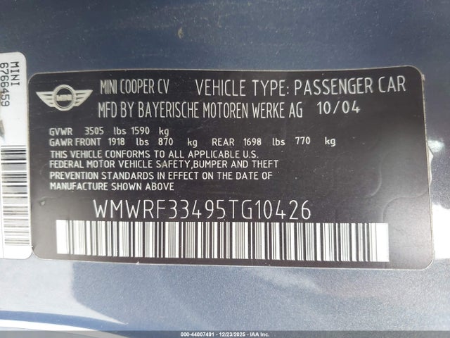 2005 MINI COOPER WMWRF33495TG10426 Photo 8