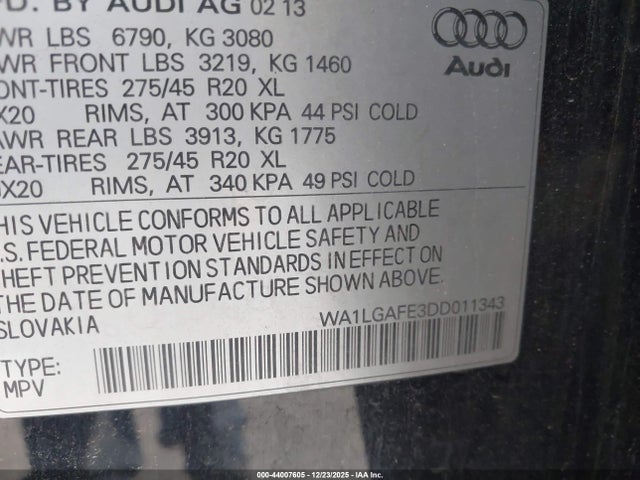 2013 AUDI Q7 WA1LGAFE3DD011343 Photo 8