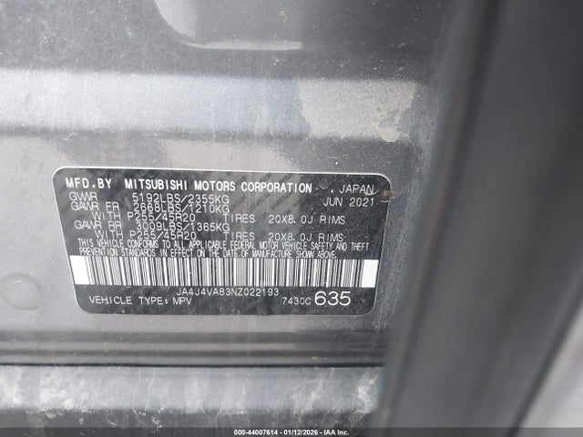 2022 MITSUBISHI OUTLANDER JA4J4VA83NZ022193 Photo 8