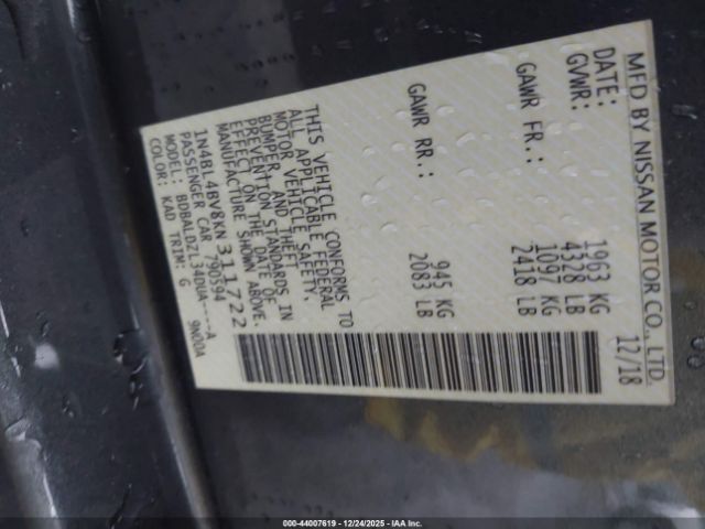 2019 NISSAN ALTIMA 1N4BL4BV8KN311722 Photo 8