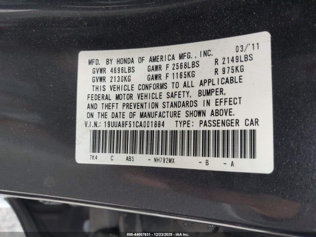 2012 ACURA TL 19UUA8F51CA001884 Photo 8