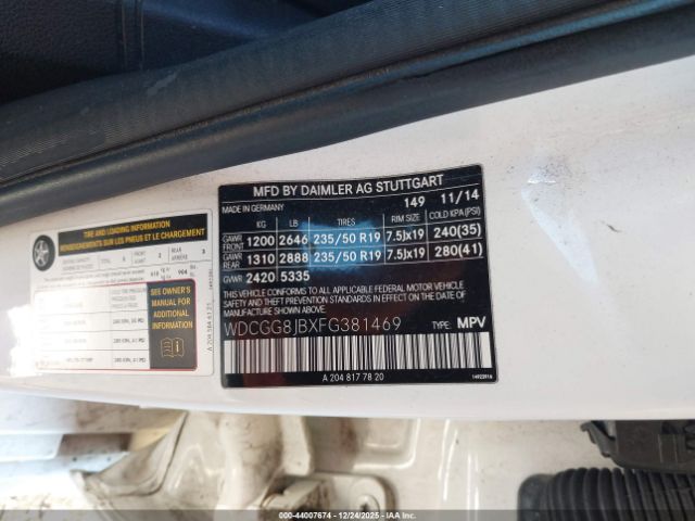 2015 MERCEDES-BENZ GLK 350 WDCGG8JBXFG381469 Photo 8