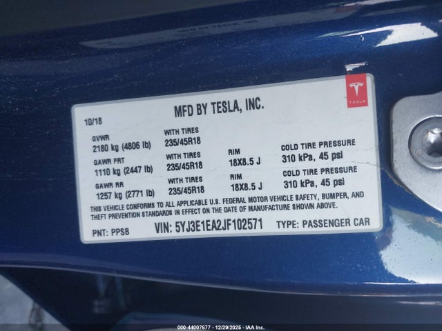 2018 TESLA MODEL 3 5YJ3E1EA2JF102571 Photo 8