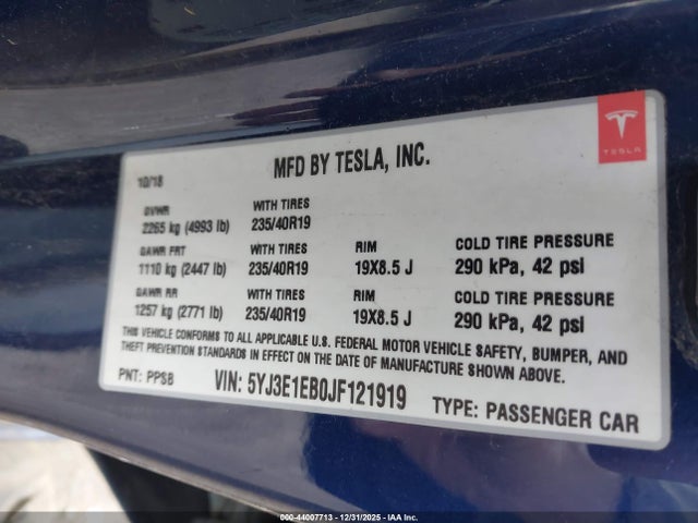 2018 TESLA MODEL 3 5YJ3E1EB0JF121919 Photo 8