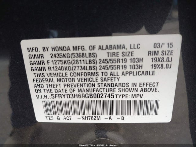 Aukcja sprzedaży 2016 Acura Mdx Technology   Entertainment Packages/technology, Entertainment   Acurawatch Plus Packages, vin: 5FRYD3H69GB002745, numer aukcji: 44007715