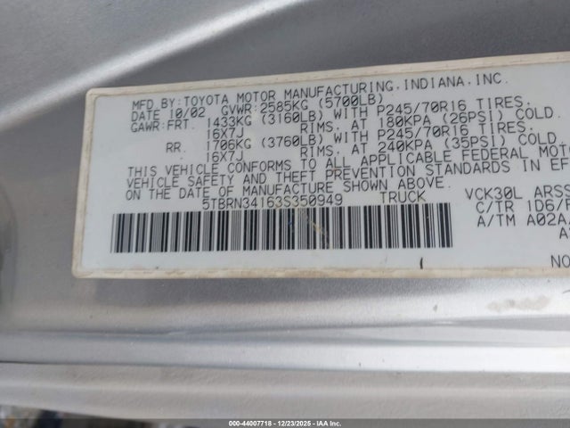 2003 TOYOTA TUNDRA 5TBRN34163S350949 Photo 8