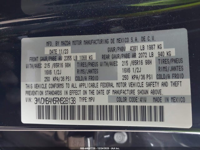 2024 Mazda Cx-30 2.5 S მანქანა იყიდება აუქციონზე, vin: 3MVDMBAM6RM628138, აუქციონის ნომერი: 44007725