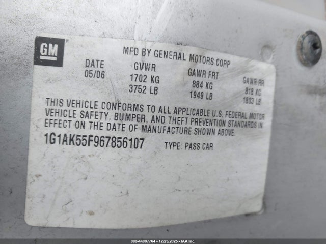 2006 CHEVROLET COBALT 1G1AK55F967856107 Photo 8