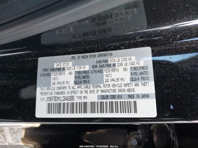 Auction sale of the 2020 Mazda Cx-5 Grand Touring, vin: JM3KFBDMXL0848866, lot number: 44007903