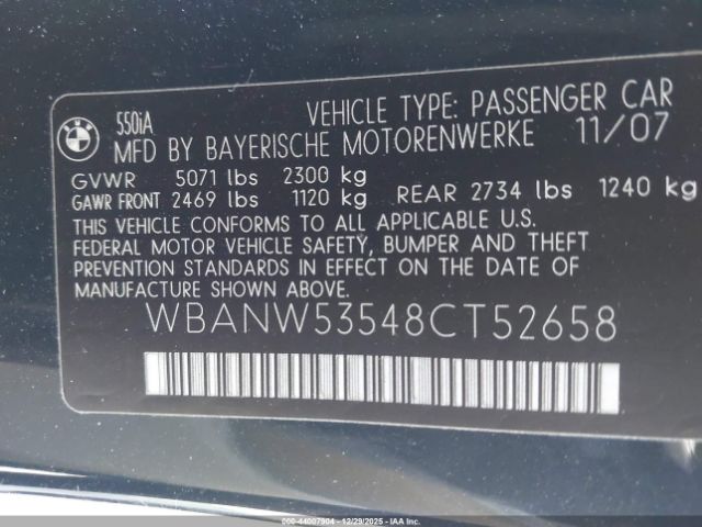 2008 BMW 550I WBANW53548CT52658 Photo 8