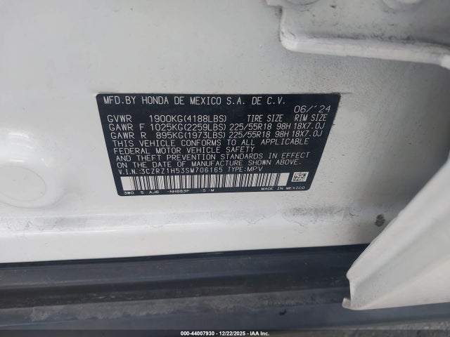 3CZRZ1H53SM706165 Honda Hr-v 2wd Sport