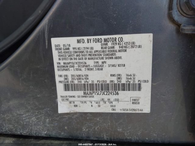 2018 FORD ECOSPORT MAJ6P1SL7JC224536 Photo 8