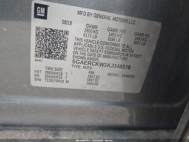 5GAERCKW1KJ148378 Buick Enclave Fwd Premium