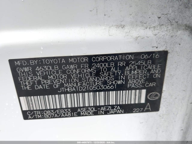 2016 LEXUS IS 200T JTHBA1D21G5030661 Photo 8