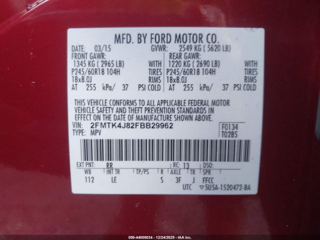 2015 FORD EDGE 2FMTK4J82FBB29962 Photo 8