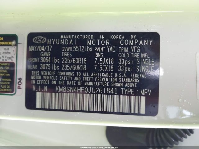 2018 HYUNDAI SANTA FE KM8SN4HF0JU261841 Photo 8