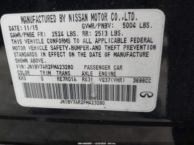 JN1BV7AR2FM423280 Infiniti Q50 Premium