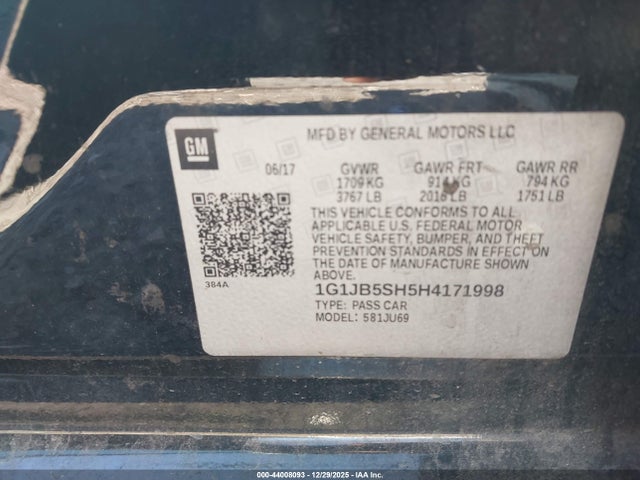 1G1JB5SH5H4171998 Chevrolet Sonic Ls Auto