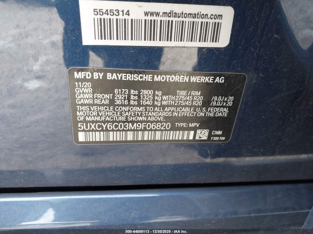 2021 BMW X6 5UXCY6C03M9F06820 Photo 8