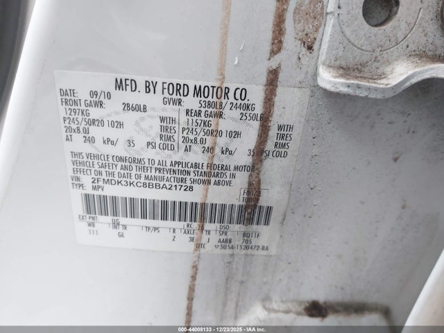 2011 FORD EDGE 2FMDK3KC8BBA21728 Photo 8