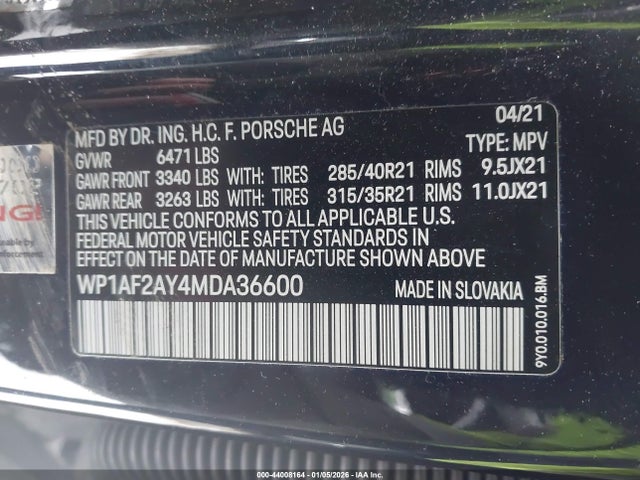 2021 PORSCHE CAYENNE WP1AF2AY4MDA36600 Photo 8