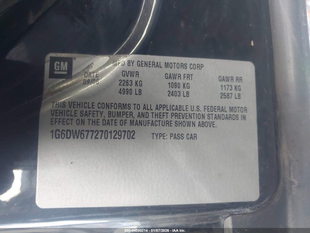 2007 CADILLAC STS 1G6DW677270129702 Photo 8