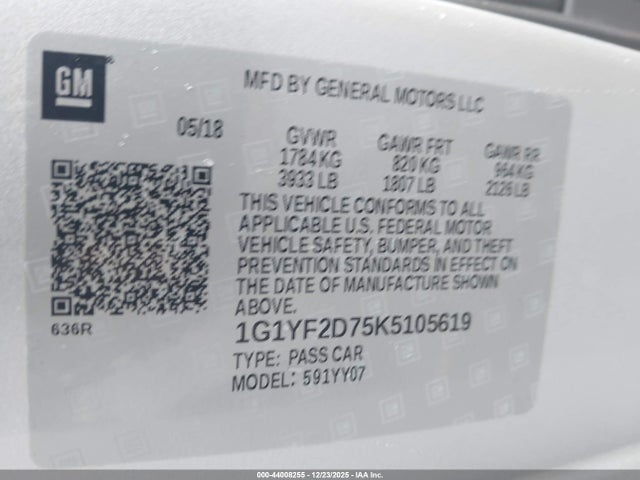 2019 CHEVROLET CORVETTE 1G1YF2D75K5105619 Photo 8