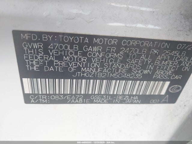 2021 LEXUS IS 350 JTHGZ1B21M5048235 Photo 8