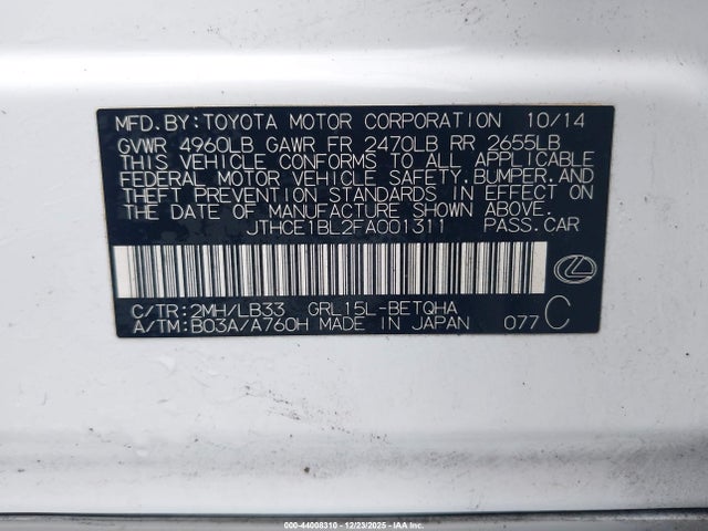 Lexus Gs 350 Crafted Line 2015 JTHCE1BL2FA001311 Image 9