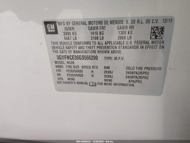 2016 CADILLAC SRX 3GYFNCE36GS566290 Photo 8