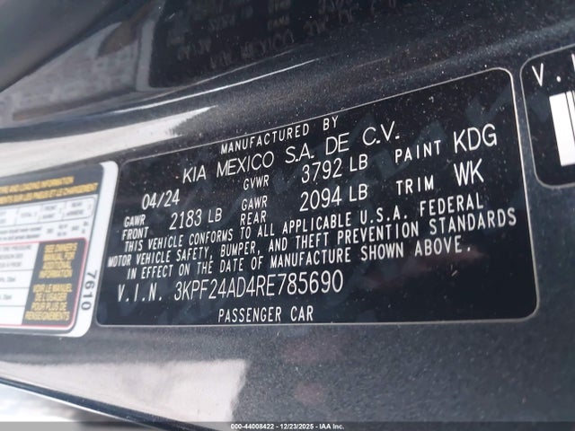 3KPF24AD4RE785690 KIA Forte Lxs