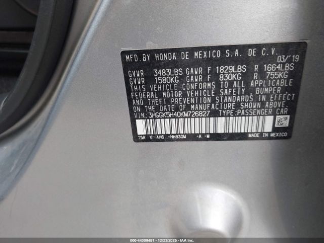 2019 HONDA FIT 3HGGK5H40KM726827 Photo 8