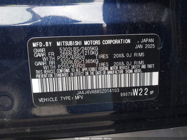 2025 MITSUBISHI OUTLANDER JA4J4VA88SZ014103 Photo 8