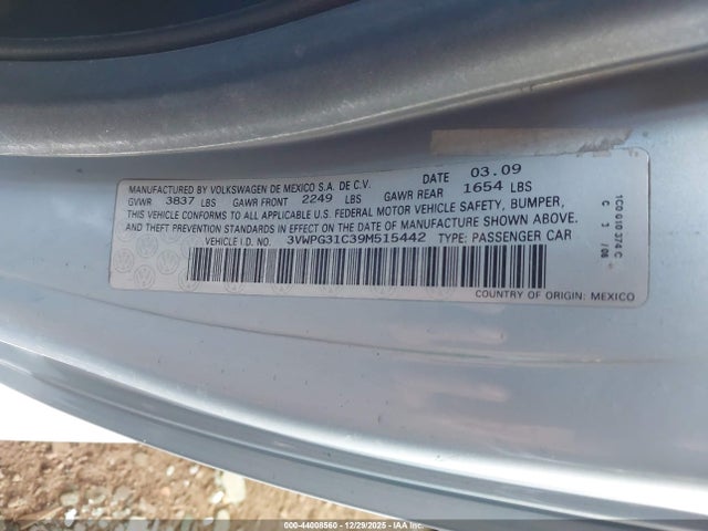 Aukcja sprzedaży 2009 Volkswagen New Beetle 2.5l, vin: 3VWPG31C39M515442, numer aukcji: 44008560